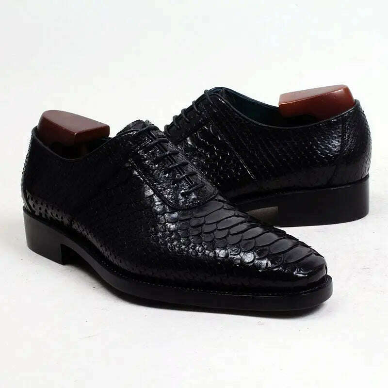 cie Handmade Goodyear Welted Python Leather Men Shoe Breathable Leather Bottom Outsole - KIMLUD