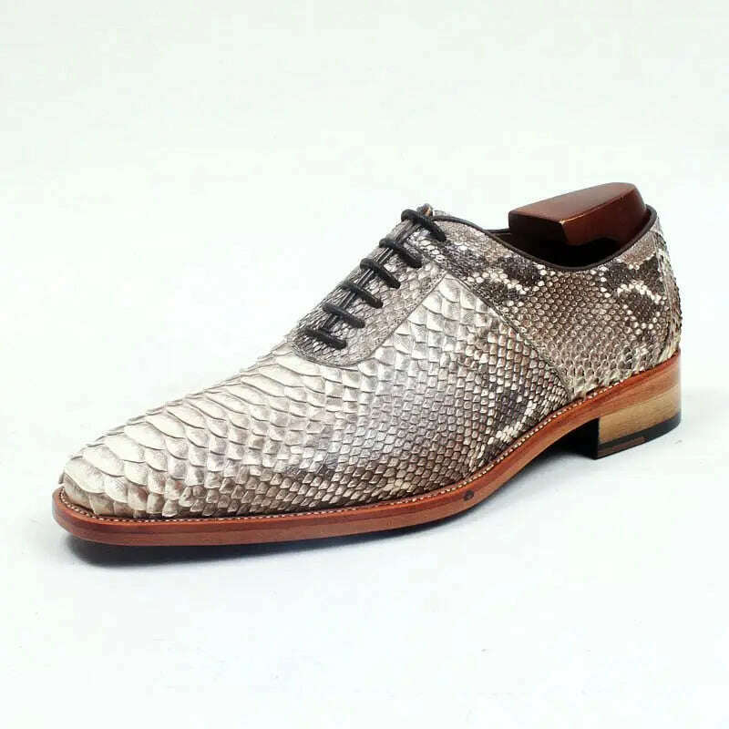 cie Handmade Goodyear Welted Python Leather Men Shoe Breathable Leather Bottom Outsole - KIMLUD