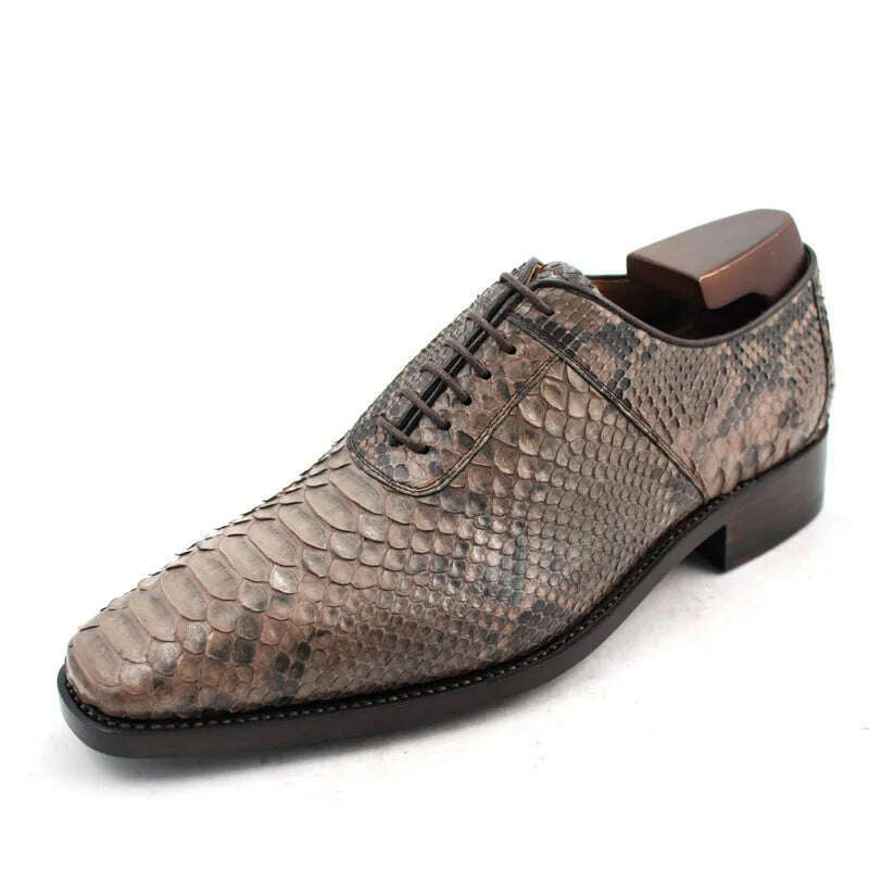 cie Handmade Goodyear Welted Python Leather Men Shoe Breathable Leather Bottom Outsole - KIMLUD