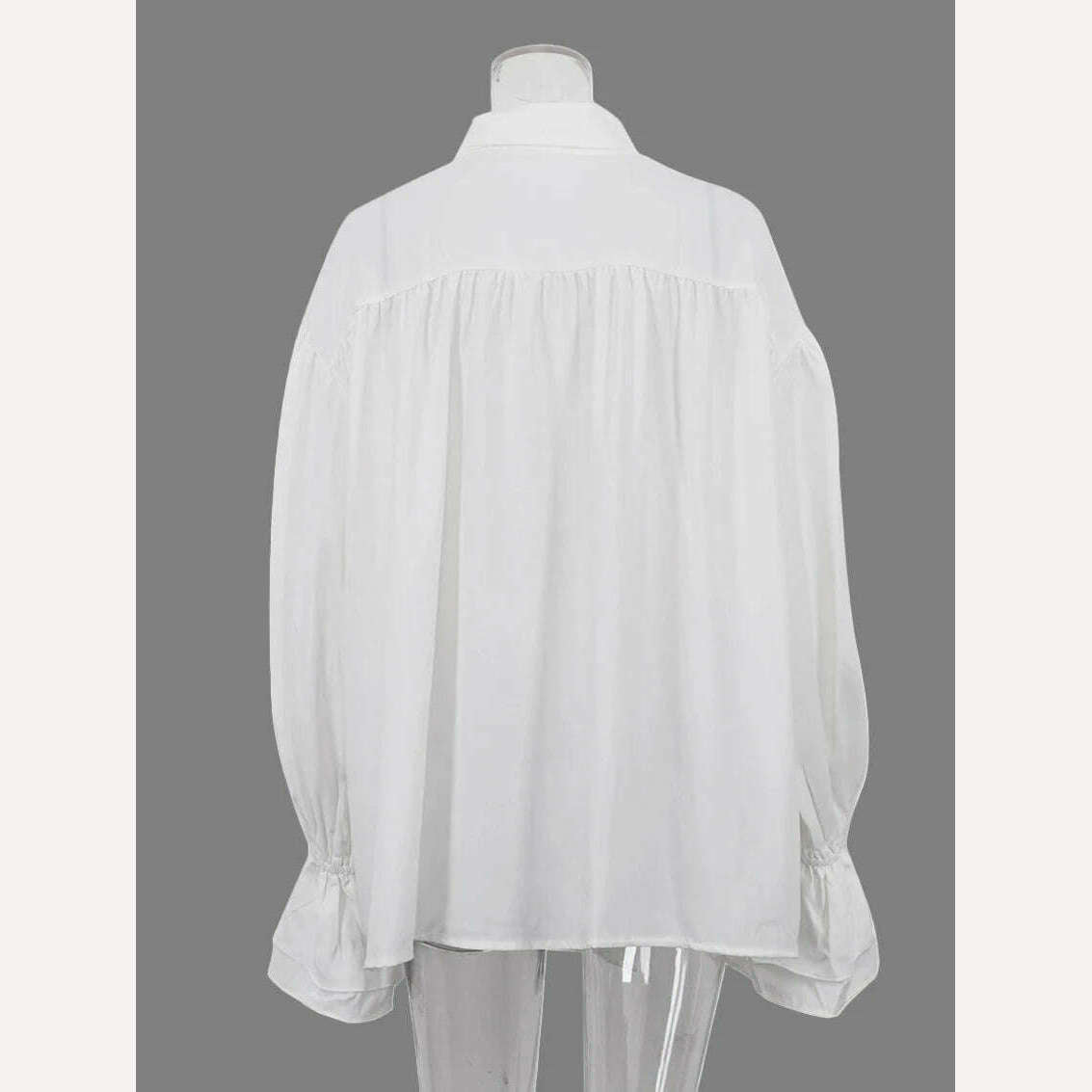 Clacive Casual Loose White Women'S Shirts 2024 Fashion Lapel Long Sleeve Office Blouses Elegant Lace-Up Ruffle Solid Top Female - KIMLUD