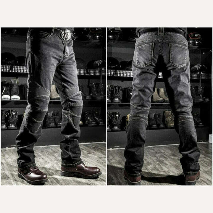 KIMLUD, Classic Black Blue Motorcycle Riding Jeans with Knee Hip Pads Motocross Racing Pants Motorbike Cycling Trousers Protective Pants, KIMLUD Womens Clothes