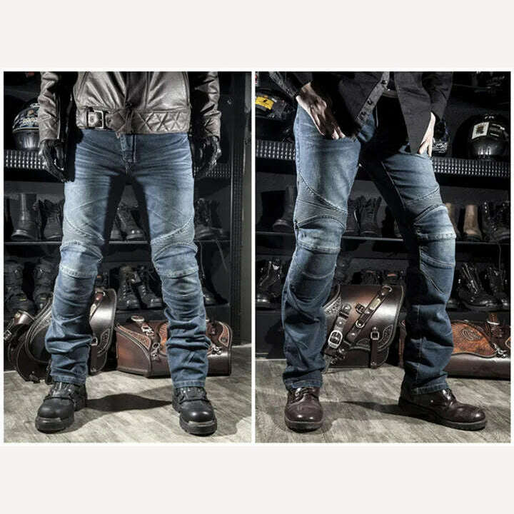 KIMLUD, Classic Black Blue Motorcycle Riding Jeans with Knee Hip Pads Motocross Racing Pants Motorbike Cycling Trousers Protective Pants, KIMLUD Womens ClothesKIMLUD, Classic Black Blue Motorcycle Riding Jeans with Knee Hip Pads Motocross Racing Pants Motorbike Cycling Trousers Protective Pants, Blue / L, KIMLUD APPAREL - Womens Clothes