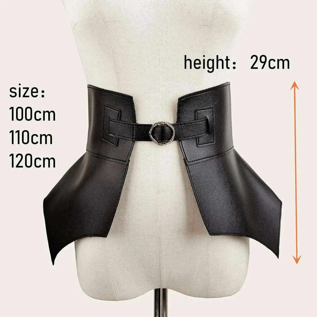 KIMLUD, Classic Black Court Style PU Leather Long and Wide Belt Punk Style Women's Fashion Autumn and Winter PU Belts Corsets for Women, KIMLUD Womens Clothes