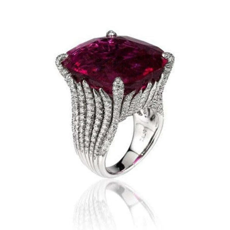 KIMLUD, Classic Luxury Real Solid Silver Color Ring 3Ct AAA+ Zircon Wedding Jewelry Rings Engagement for Women Girls Xmas Gift, KIMLUD Womens Clothes