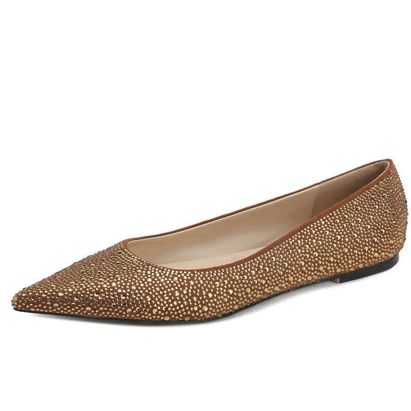 KIMLUD, Classic Sexy Pointed-toe Flat Women Pumps Spring Autumn Brand Design Dress Office Shoes Large Size Slip On Women Shoes, Brown / 35, KIMLUD APPAREL - Womens Clothes