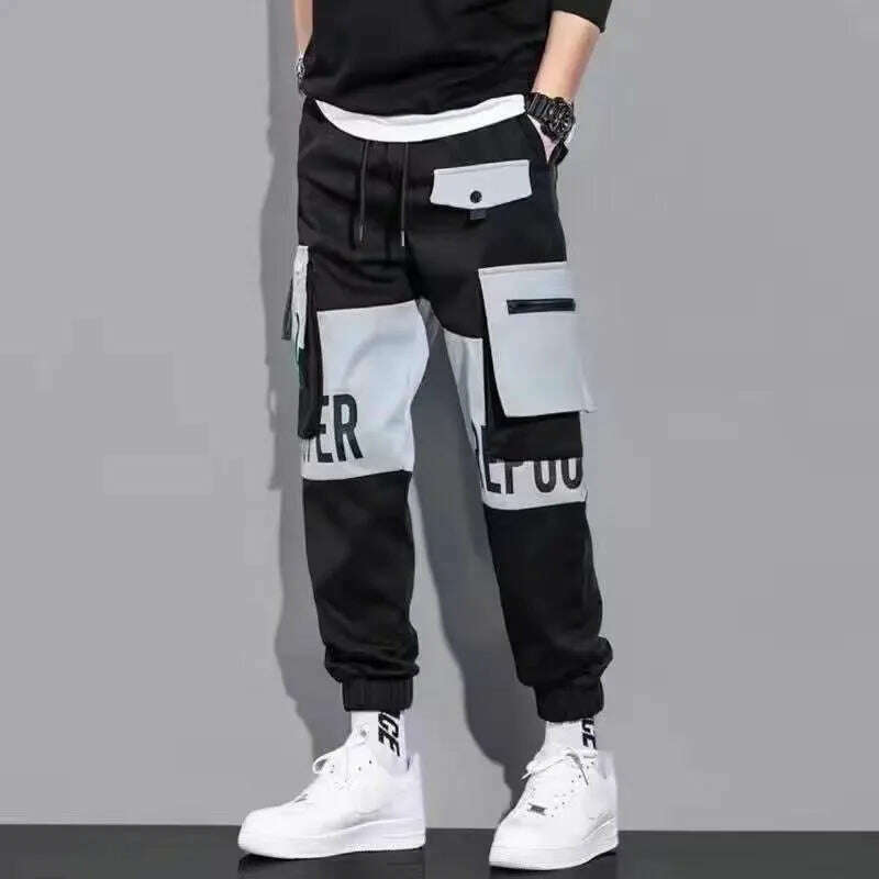 KIMLUD, Classic Streetwear Casual Men Ribbons Harem Jogging Pants Male Slim Fit Spring Cargo Pants Multi-Pockets Women Trousers Jo, KIMLUD Womens ClothesKIMLUD, Classic Streetwear Casual Men Ribbons Harem Jogging Pants Male Slim Fit Spring Cargo Pants Multi-Pockets Women Trousers Jo, S / K32, KIMLUD APPAREL - Womens Clothes