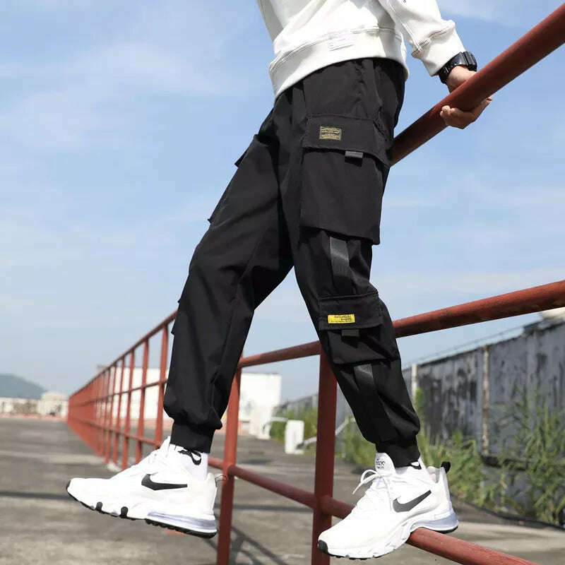 KIMLUD, Classic Streetwear Casual Men Ribbons Harem Jogging Pants Male Slim Fit Spring Cargo Pants Multi-Pockets Women Trousers Jo, KIMLUD Womens ClothesKIMLUD, Classic Streetwear Casual Men Ribbons Harem Jogging Pants Male Slim Fit Spring Cargo Pants Multi-Pockets Women Trousers Jo, S / K1, KIMLUD APPAREL - Womens Clothes