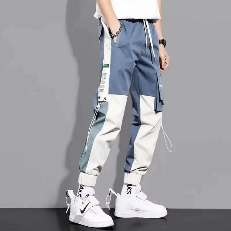 KIMLUD, Classic Streetwear Casual Men Ribbons Harem Jogging Pants Male Slim Fit Spring Cargo Pants Multi-Pockets Women Trousers Jo, KIMLUD Womens Clothes