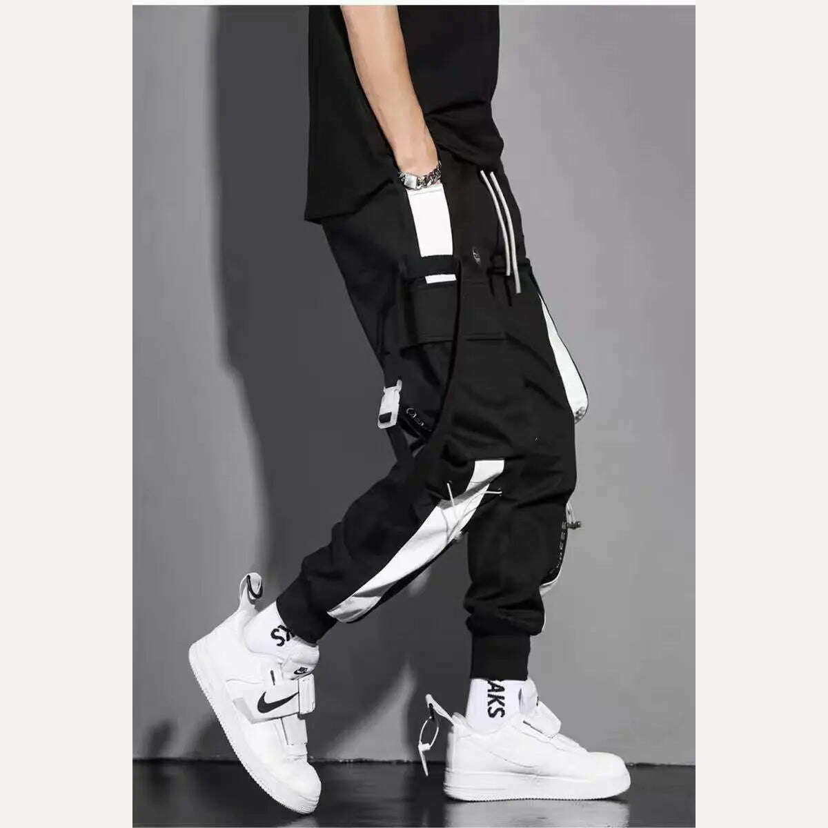 KIMLUD, Classic Streetwear Casual Men Ribbons Harem Jogging Pants Male Slim Fit Spring Cargo Pants Multi-Pockets Women Trousers Jo, KIMLUD Womens Clothes