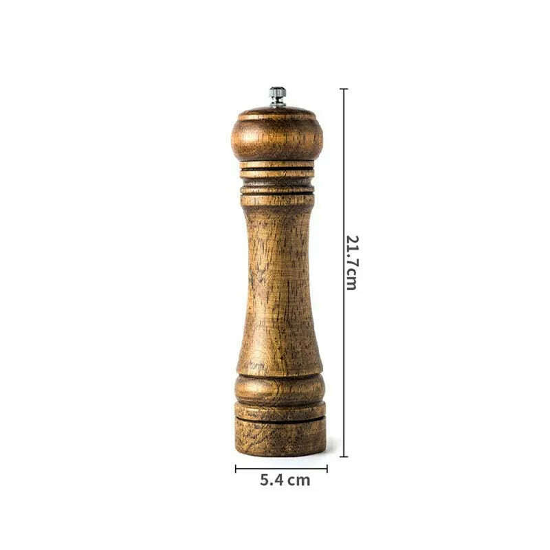 Classical Oak Wood Pepper Spice Mill Grinder Set Handheld Seasoning Adjustable Mills Grinder Ceramic Grinding Core Tools Set - KIMLUD