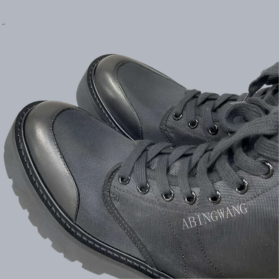 KIMLUD, Classics Genuine Leather Square Heel Ankle Boots Lace Up Thick Sole Round Toe Short Boots Casual Outside Women Boots, KIMLUD Womens Clothes