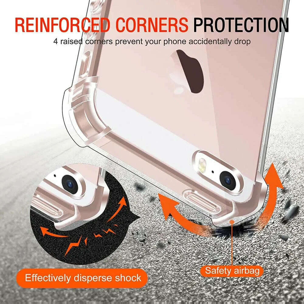 KIMLUD, Clear Case For iPhone 5 5s SE 2016 SE 2022 Thick Shockproof Soft Silicone Phone Cover for iPhone 14 Pro 13 12 11 X XS Max 6 7 8, KIMLUD Womens Clothes