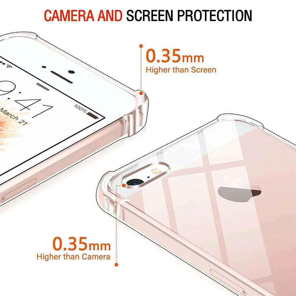 KIMLUD, Clear Case For iPhone 5 5s SE 2016 SE 2022 Thick Shockproof Soft Silicone Phone Cover for iPhone 14 Pro 13 12 11 X XS Max 6 7 8, KIMLUD Womens Clothes