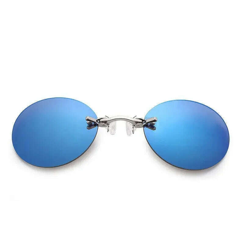 KIMLUD, Clip On Nose Glasses Round Rimless Matrix Morpheus Sunglasses Mini Frameless Vintage Men Eyeglasses UV400, KIMLUD Womens Clothes