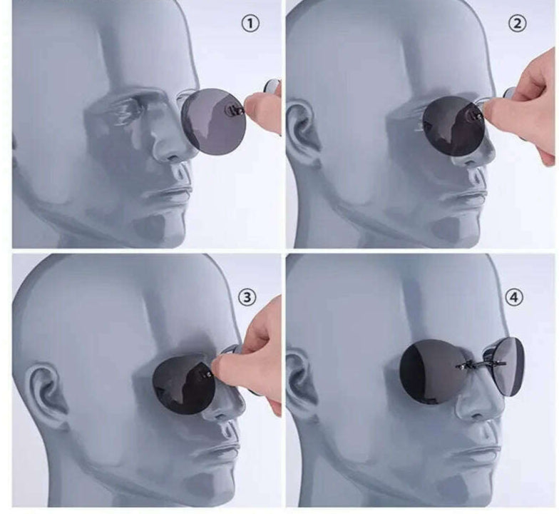 KIMLUD, Clip On Nose Glasses Round Rimless Matrix Morpheus Sunglasses Mini Frameless Vintage Men Eyeglasses UV400, KIMLUD Womens Clothes
