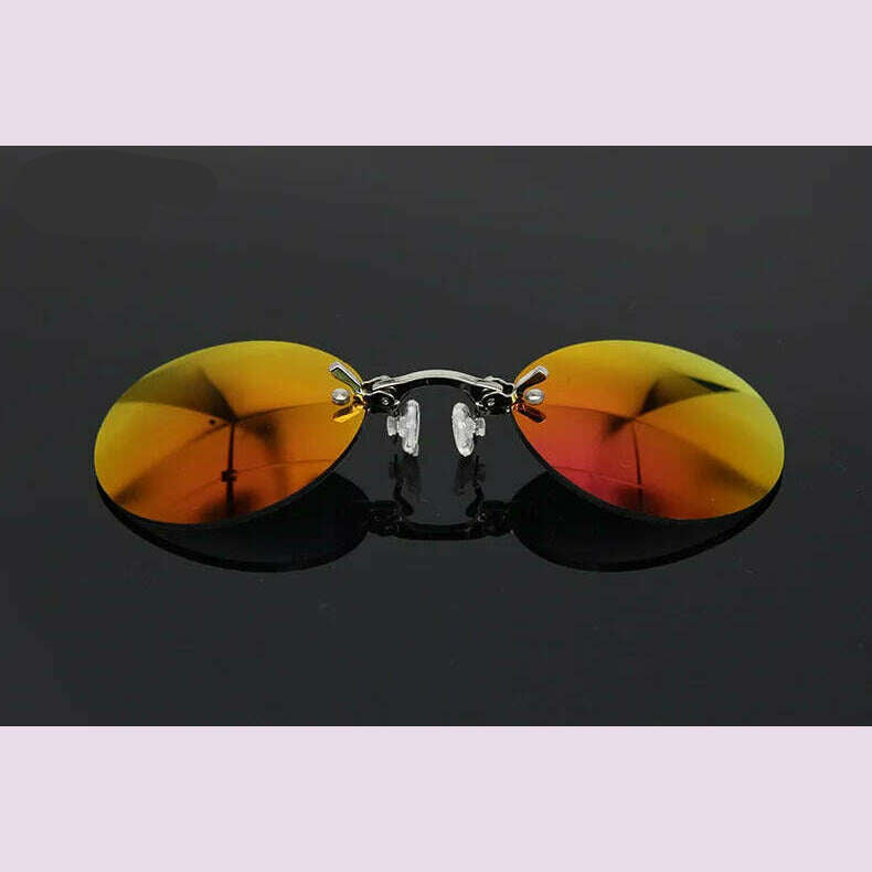 KIMLUD, Clip On Nose Glasses Round Rimless Matrix Morpheus Sunglasses Mini Frameless Vintage Men Eyeglasses UV400, Red / other, KIMLUD APPAREL - Womens Clothes