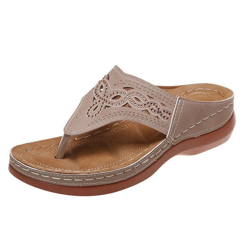 KIMLUD, Clip Toe Wedge Sandals Women 2023 Summer Thick Platform Beach Sandals Woman Plus Size 44 Low Heels Gladiator Sandalias De Mujer, Gray / 35, KIMLUD APPAREL - Womens Clothes