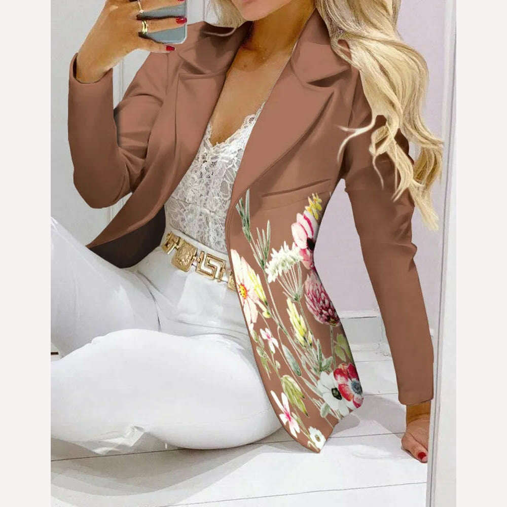 KIMLUD, CM.YAYA Elegant INS Paisley Butterfly Blazer Suit and Pants Two 2 Piece Set for Women 2022 Autumn Winter Street Outfit Tracksuit, khaki floral / S, KIMLUD Womens Clothes