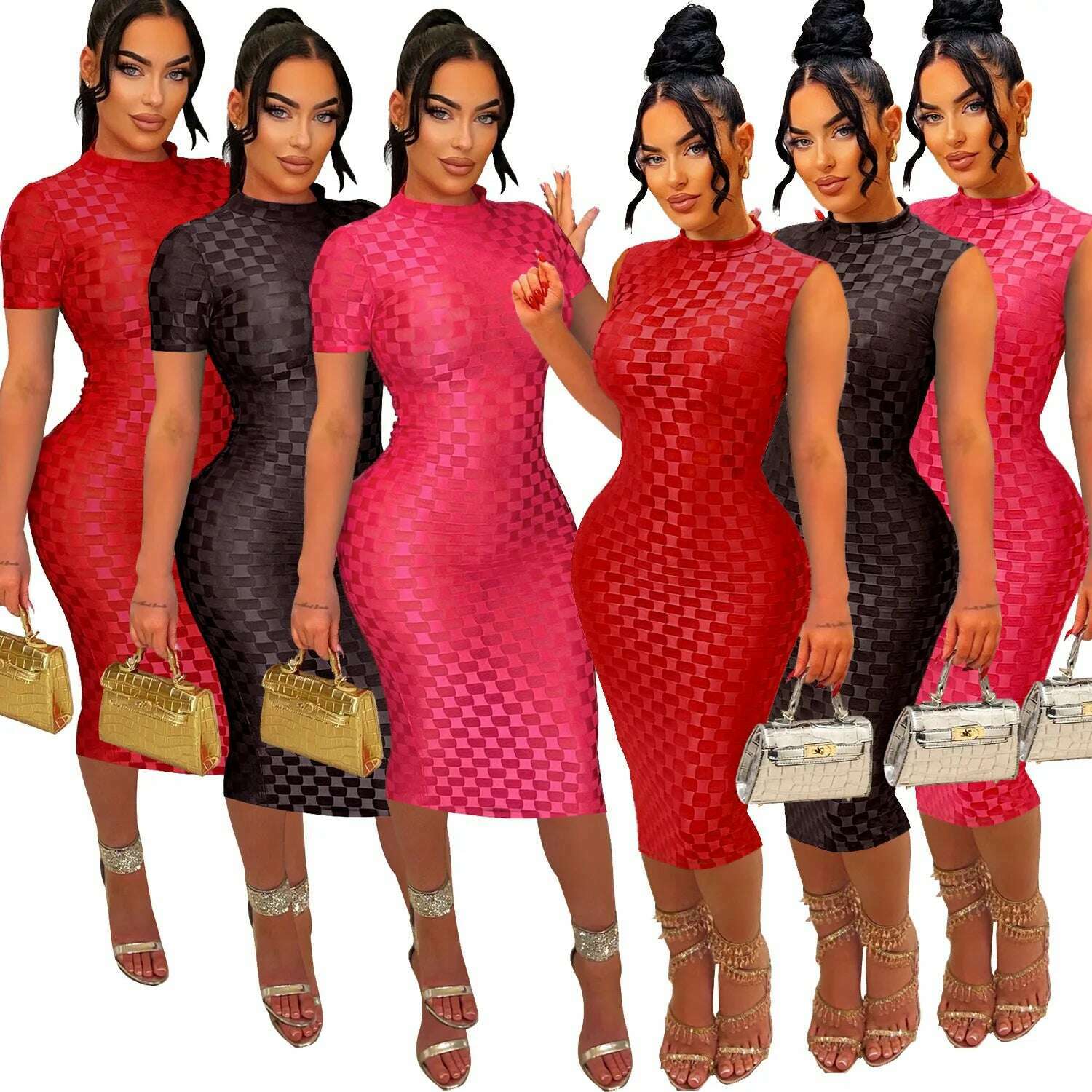 CM.YAYA Women Elegant O-neck Sleeveless Mesh See Through Midi Dress 2024 Summer Sexy Casual Night Club Party Vestido Dresses - KIMLUD