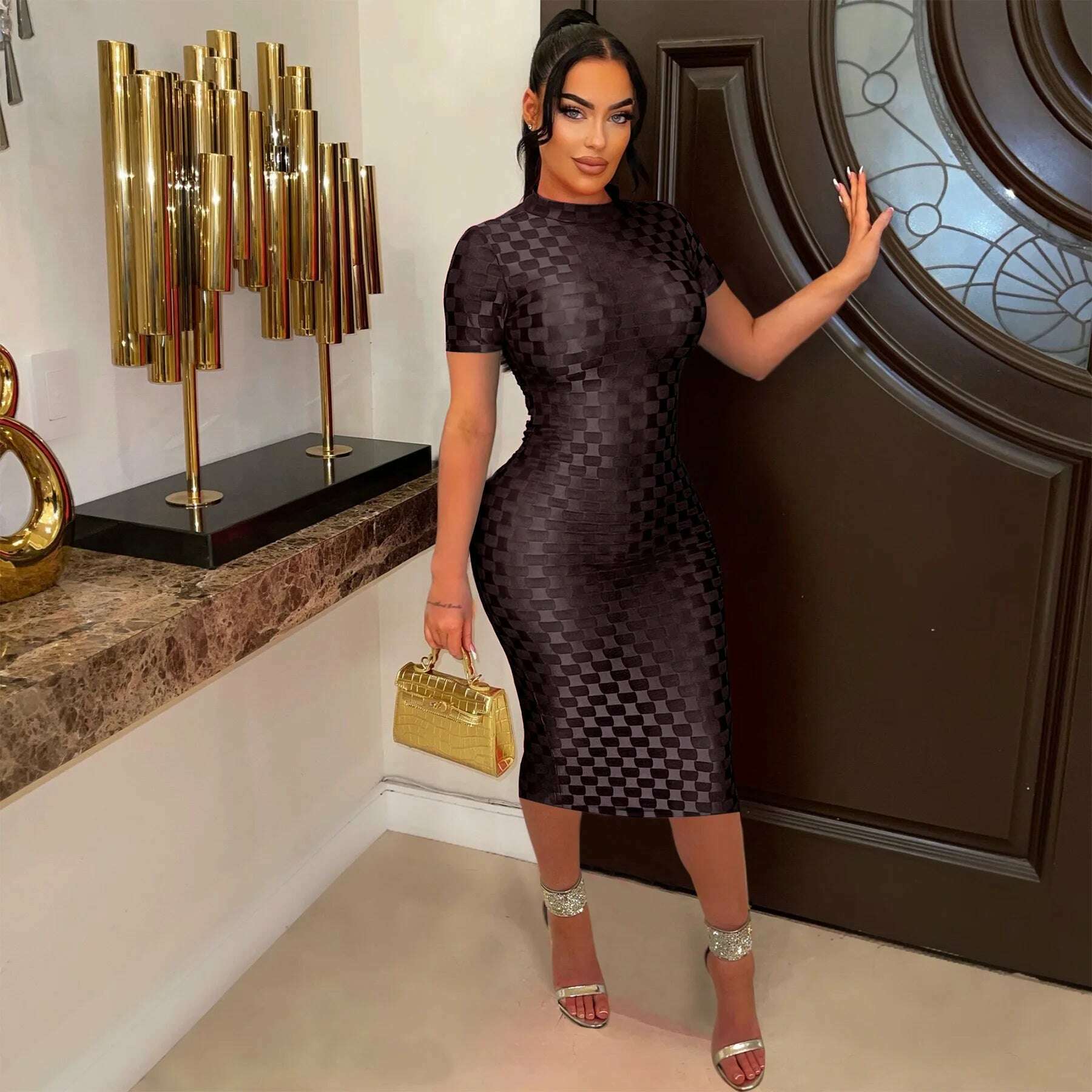 CM.YAYA Women Elegant O-neck Sleeveless Mesh See Through Midi Dress 2024 Summer Sexy Casual Night Club Party Vestido Dresses - KIMLUD