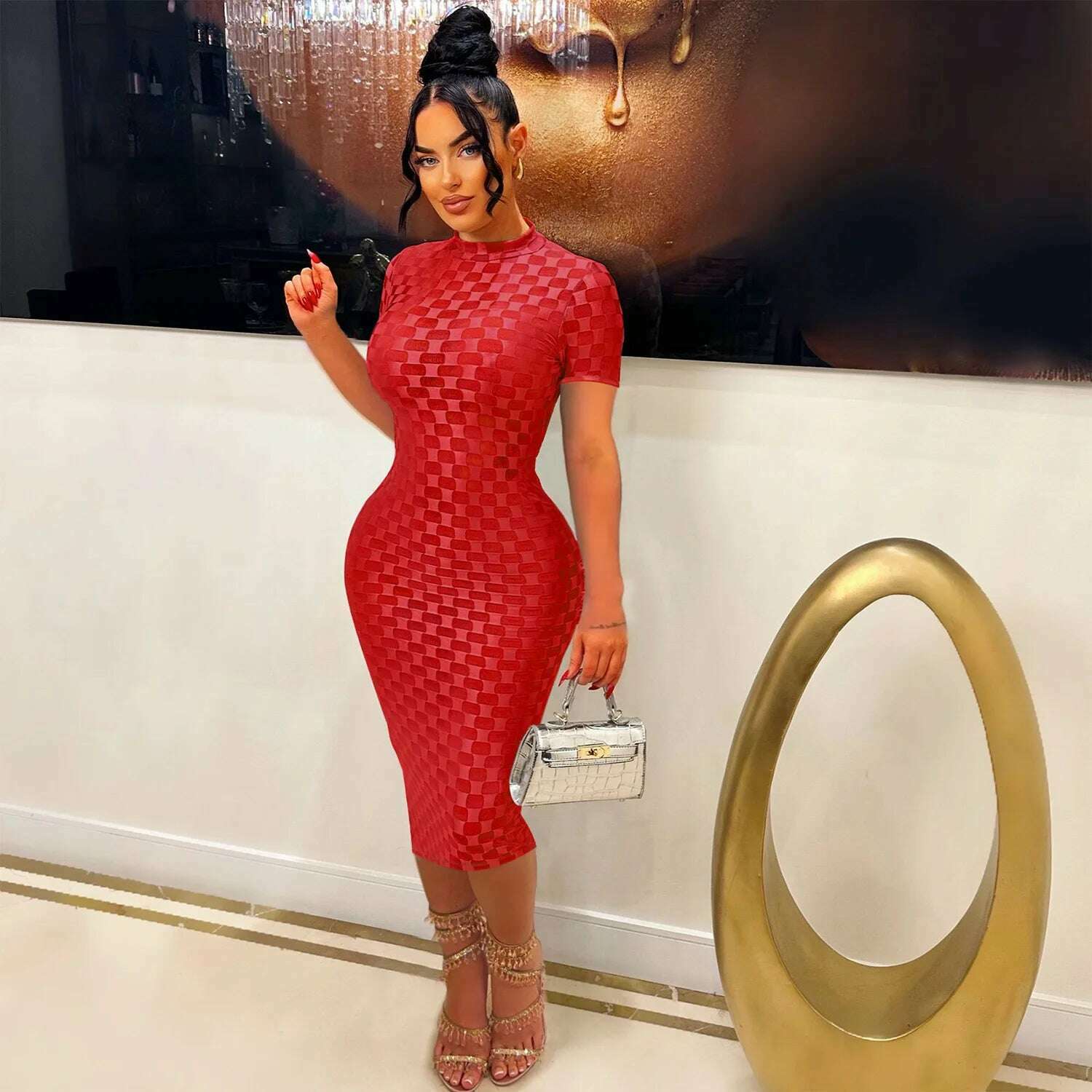 CM.YAYA Women Elegant O-neck Sleeveless Mesh See Through Midi Dress 2024 Summer Sexy Casual Night Club Party Vestido Dresses - KIMLUD