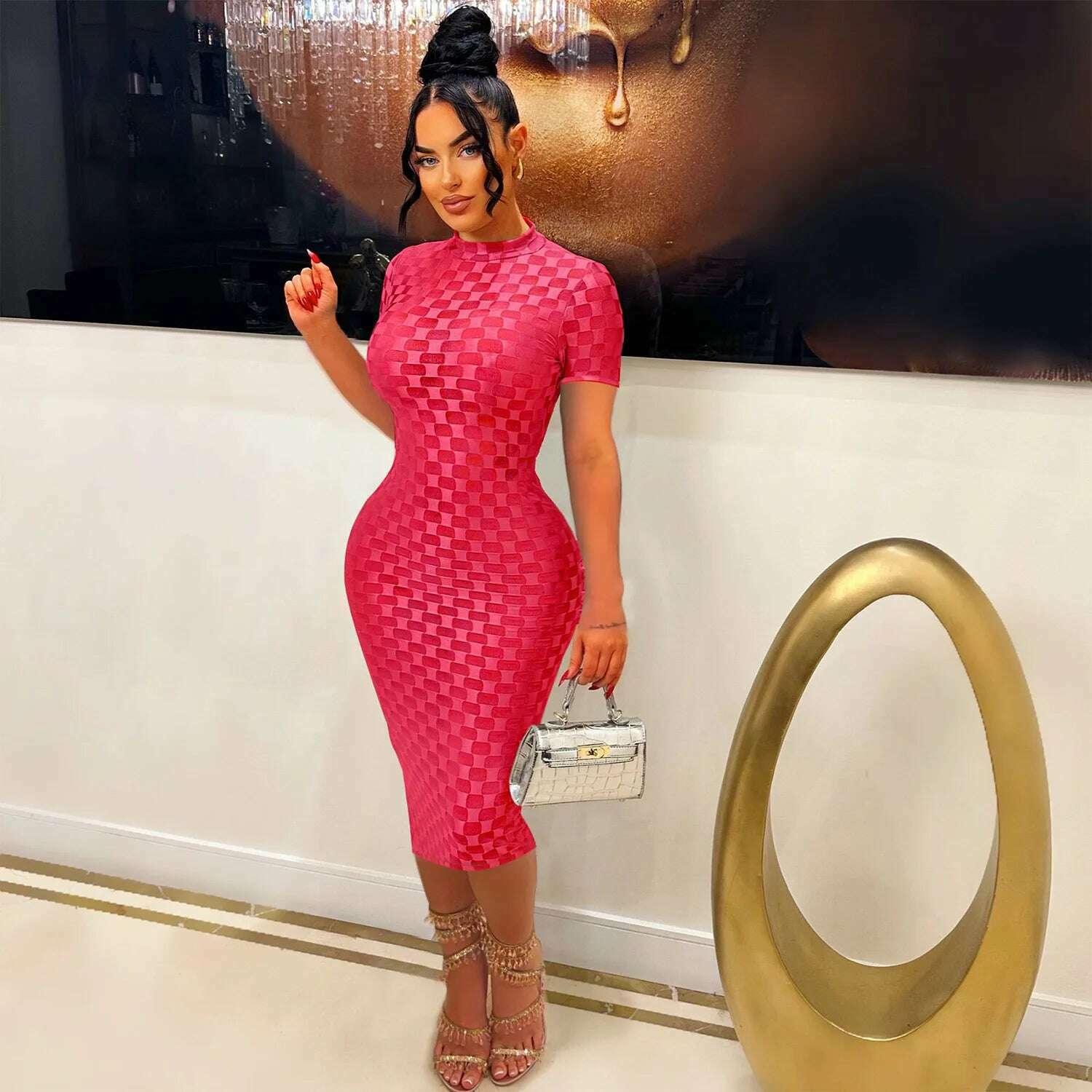 CM.YAYA Women Elegant O-neck Sleeveless Mesh See Through Midi Dress 2024 Summer Sexy Casual Night Club Party Vestido Dresses - KIMLUD