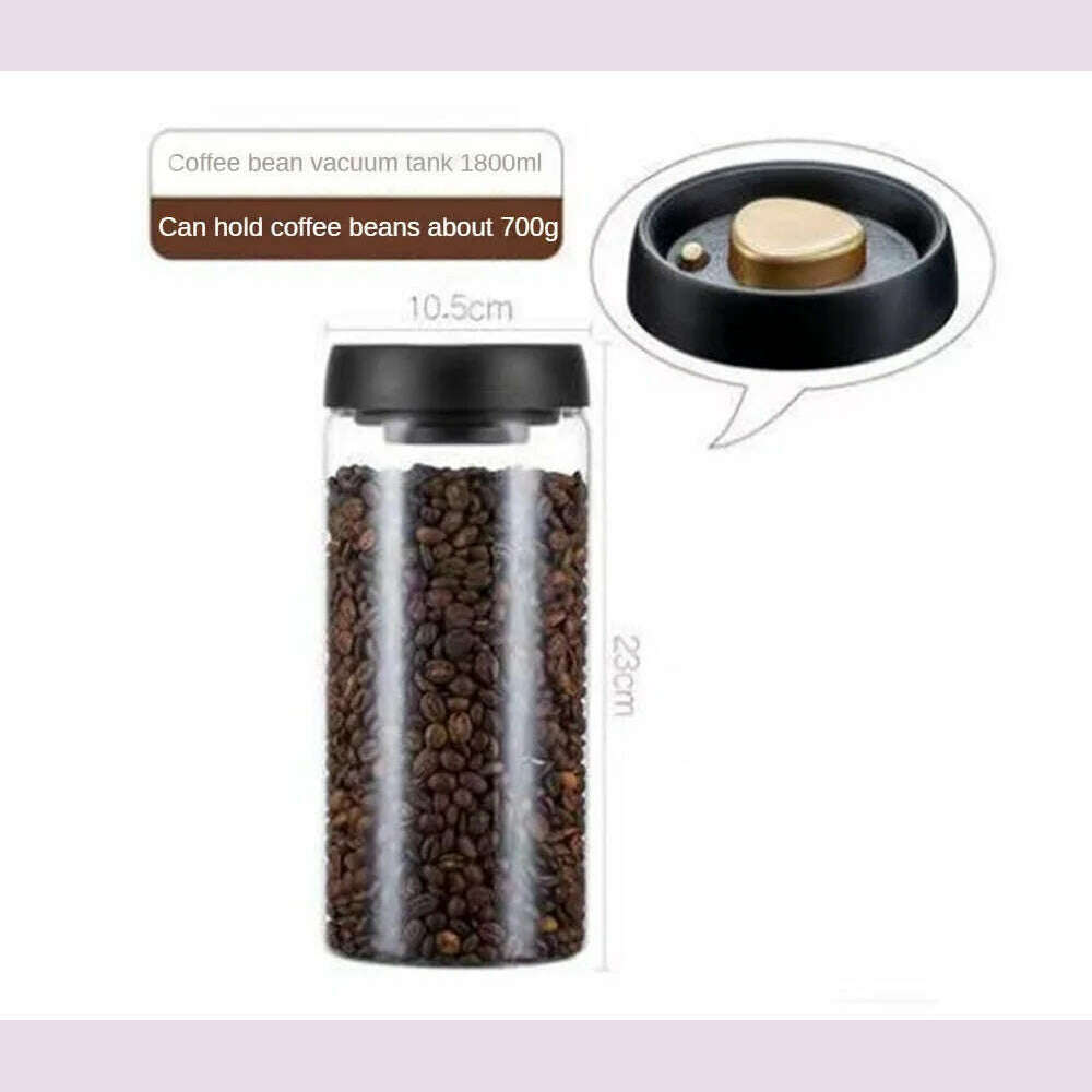 Coffee Beans Vacuum Sealed Tank Transparent Glass Food Storage Jars Household Moisture-proof Air Extraction Airtight Container - KIMLUD