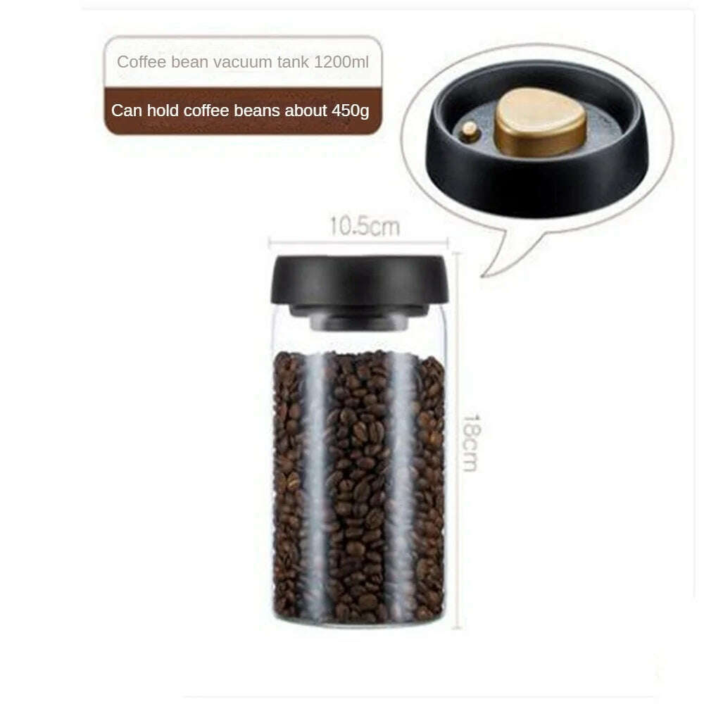 Coffee Beans Vacuum Sealed Tank Transparent Glass Food Storage Jars Household Moisture-proof Air Extraction Airtight Container - KIMLUD