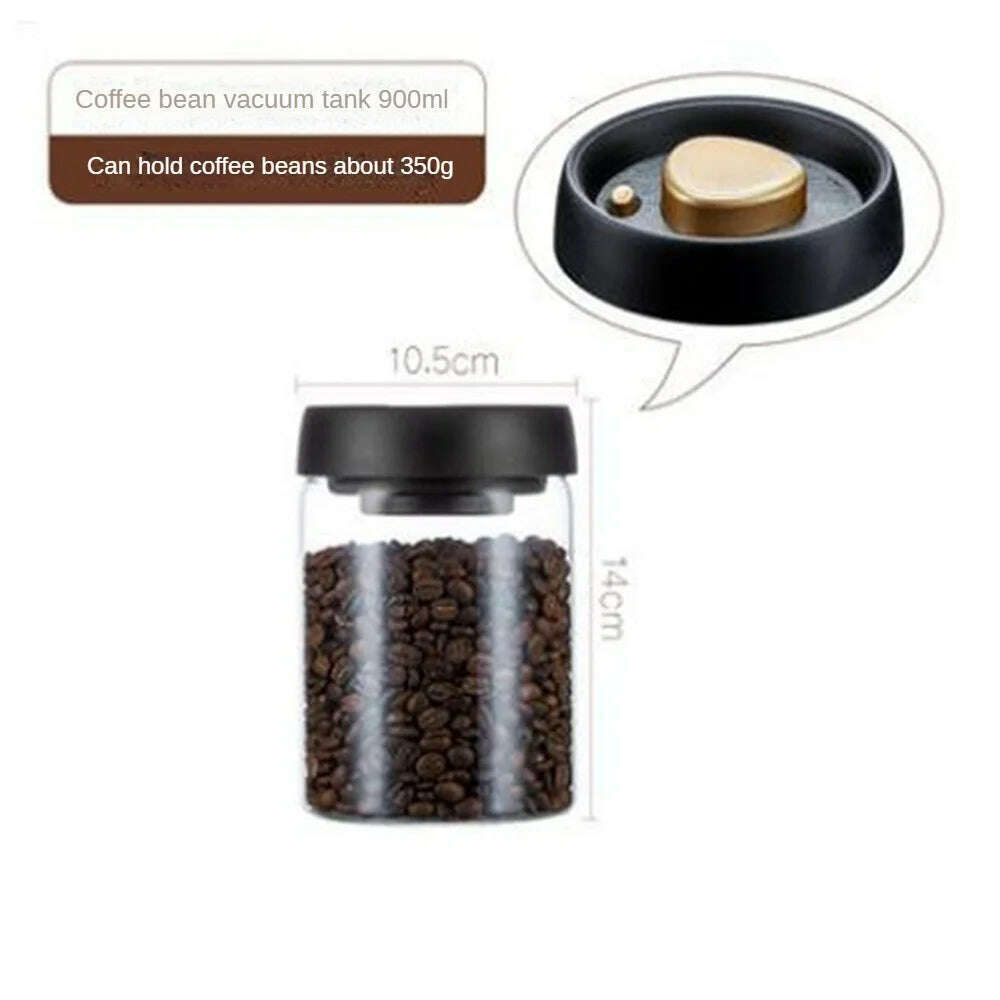 Coffee Beans Vacuum Sealed Tank Transparent Glass Food Storage Jars Household Moisture-proof Air Extraction Airtight Container - KIMLUD