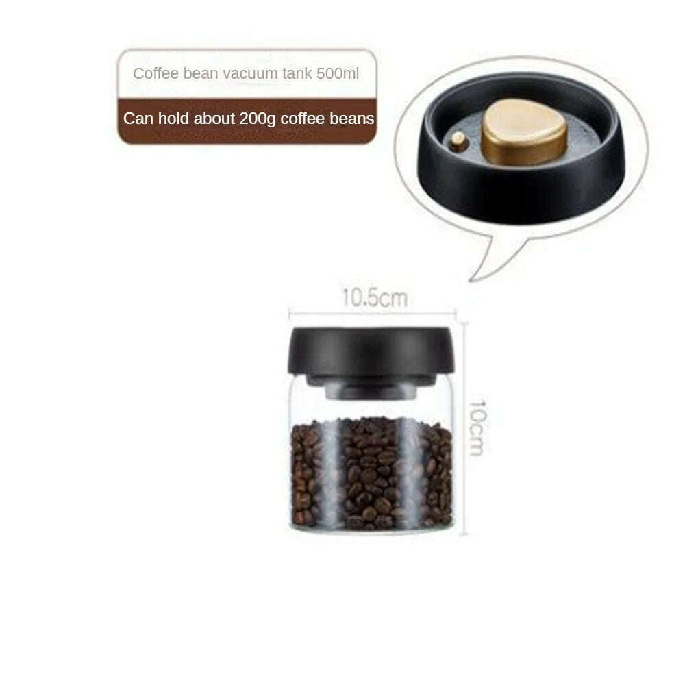 Coffee Beans Vacuum Sealed Tank Transparent Glass Food Storage Jars Household Moisture-proof Air Extraction Airtight Container - KIMLUD