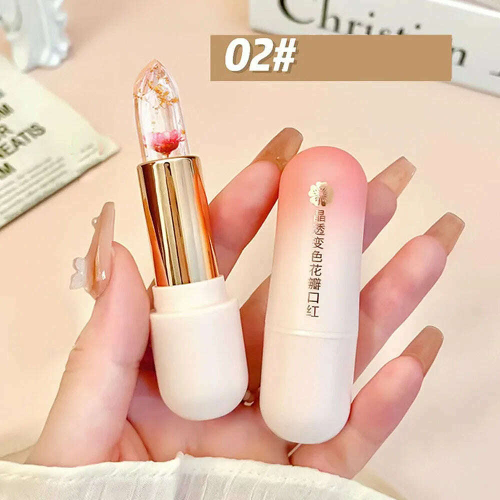 KIMLUD, Color Changing Long Lasting Lipstick Gold Foil Flower Lip Primer Jelly Lip Balm Moisturizing Natural Waterproof Makeup Lipgloss, A2, KIMLUD APPAREL - Womens Clothes
