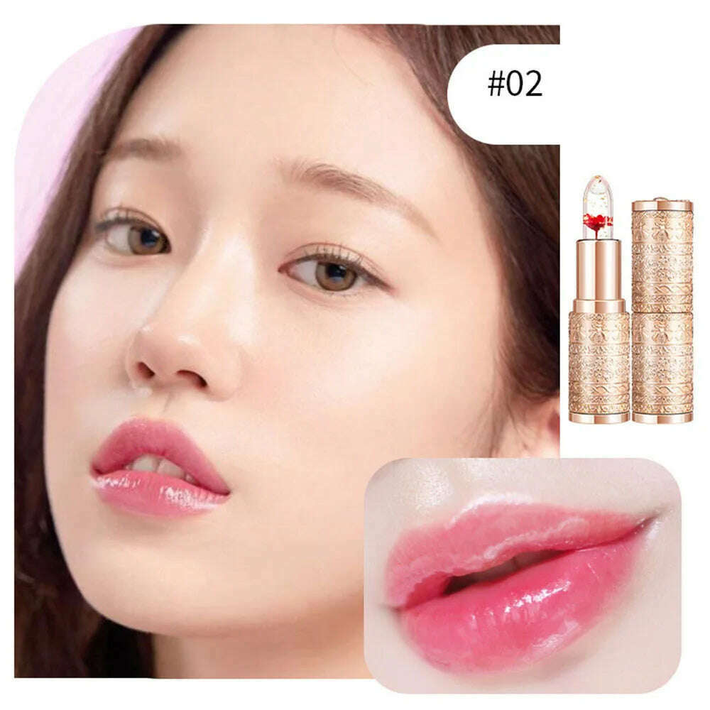 KIMLUD, Color Changing Long Lasting Lipstick Gold Foil Flower Lip Primer Jelly Lip Balm Moisturizing Natural Waterproof Makeup Lipgloss, B2, KIMLUD APPAREL - Womens Clothes