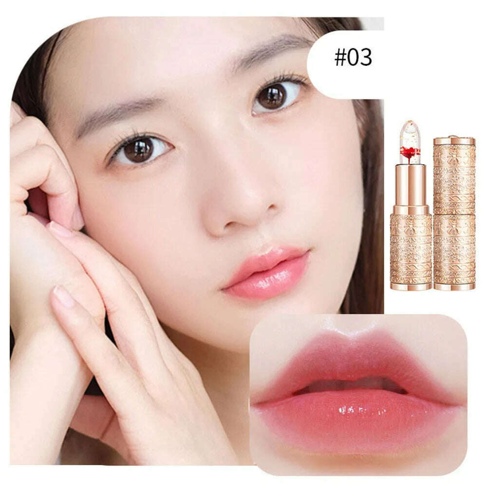 KIMLUD, Color Changing Long Lasting Lipstick Gold Foil Flower Lip Primer Jelly Lip Balm Moisturizing Natural Waterproof Makeup Lipgloss, B3, KIMLUD APPAREL - Womens Clothes