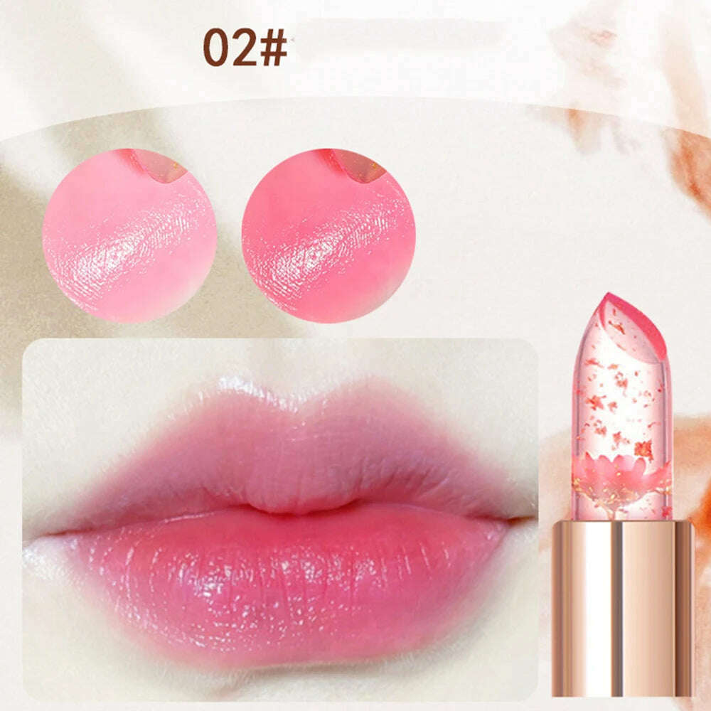 KIMLUD, Color Changing Long Lasting Lipstick Gold Foil Flower Lip Primer Jelly Lip Balm Moisturizing Natural Waterproof Makeup Lipgloss, C2, KIMLUD APPAREL - Womens Clothes