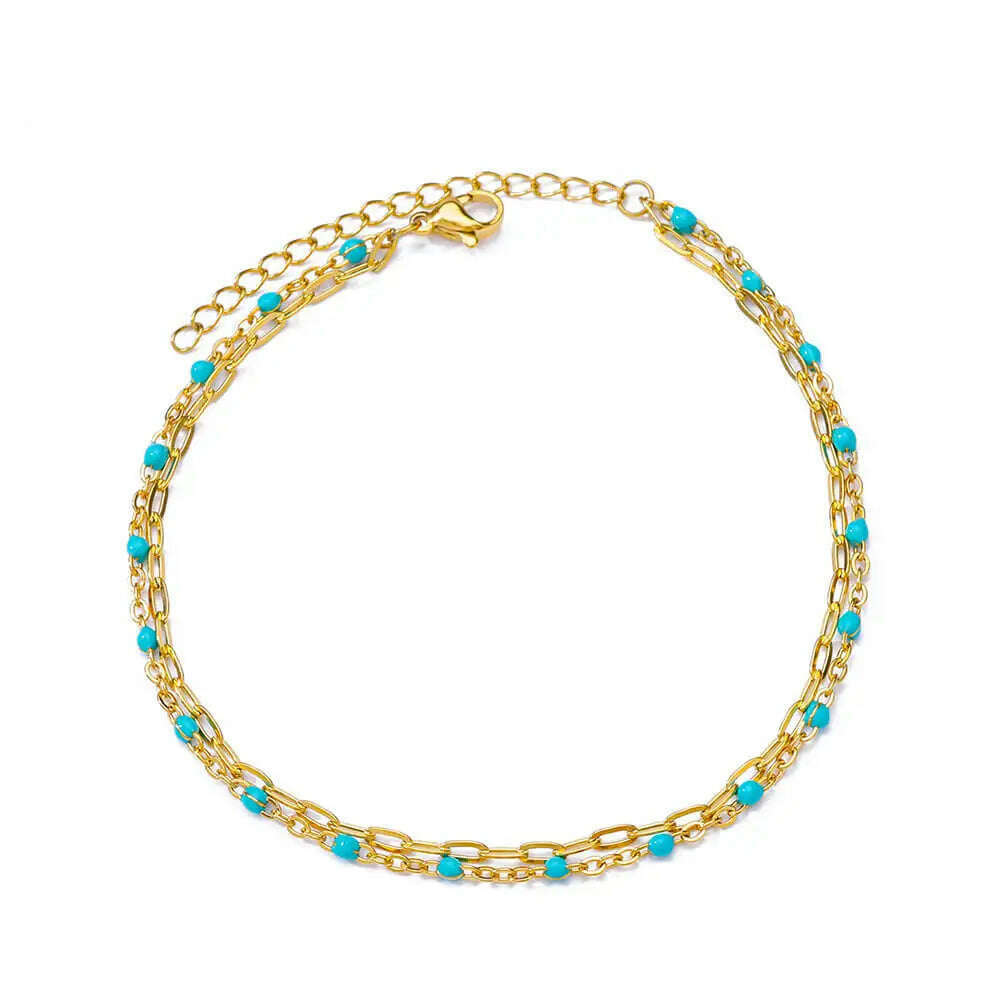 Colorful Boho Drops Anklets For Women Gold Color Stainless Steel Anklet Luxury Wedding Aesthetic Jewelry Gift Free Shipping - KIMLUD