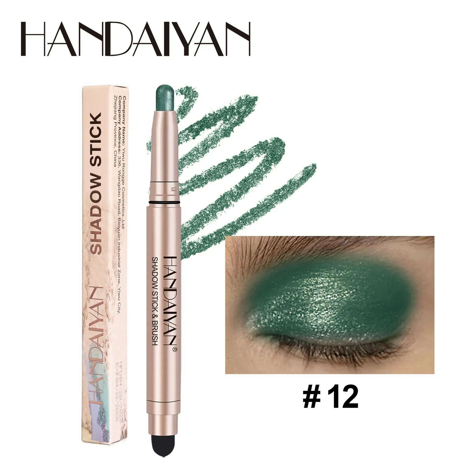 KIMLUD, Colorful Eyeshadow Stick Pink Brown Green Black Eyeshadow Pencil High Gloss Pearlescent Shadow Sticks Waterproof Stage Makeup, KIMLUD Womens Clothes