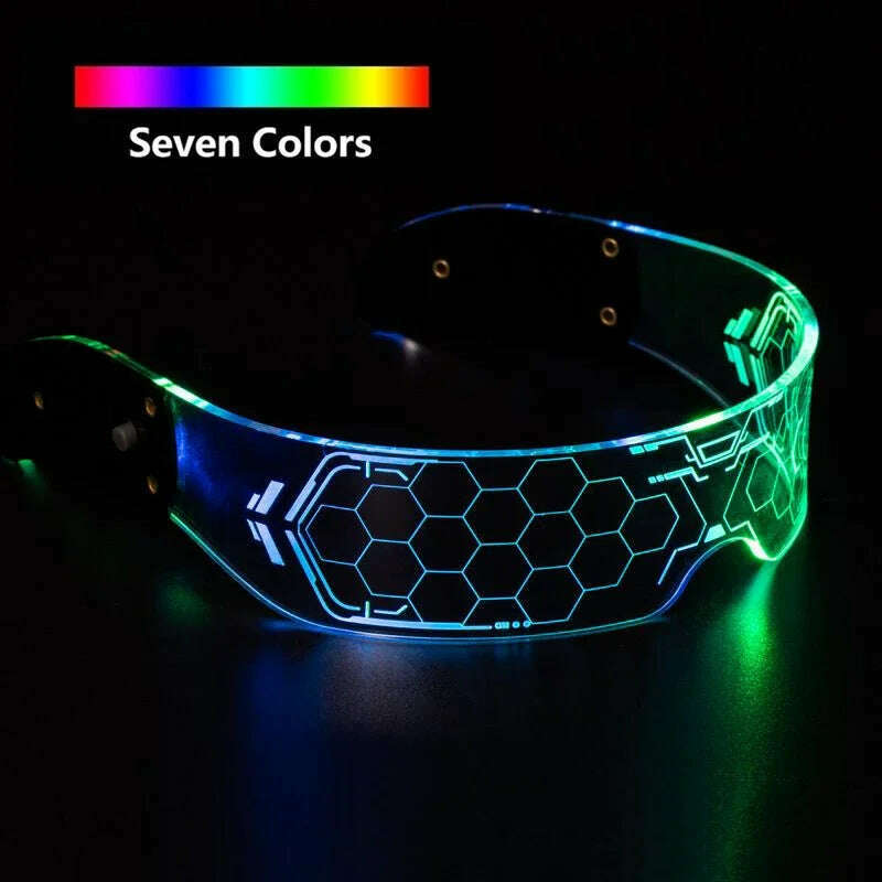 KIMLUD, Colorful Luminous LED Glasses for Music Bar KTV Neon Party Christmas Halloween Decoration LED Goggles Festival Performance Props, KIMLUD Womens Clothes