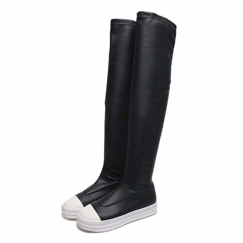 KIMLUD, Comemore 2022 New Women Black Platform Shoes Over The Knee Boots Sexy Female Autumn Winter Lady Long Thigh High Boot Red Casual, KIMLUD Womens Clothes