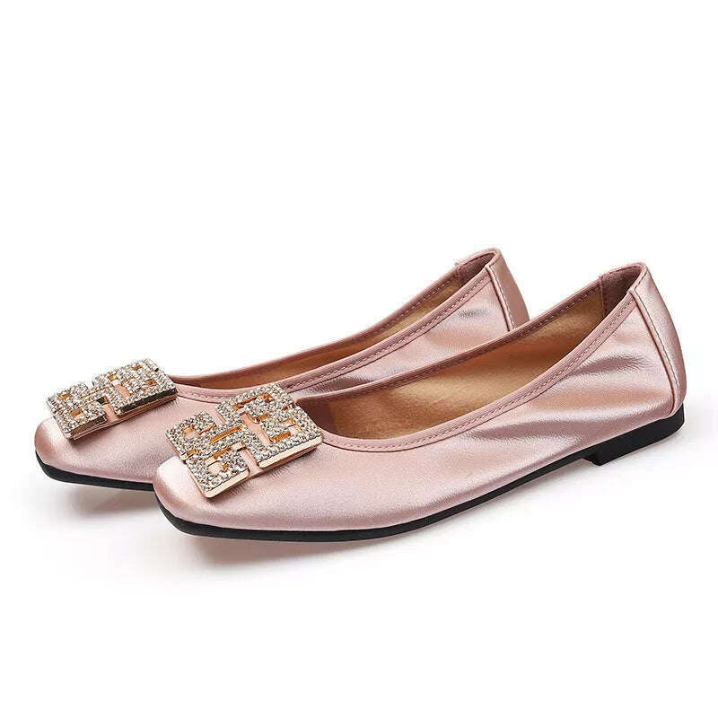 KIMLUD, Comemore Leather Slip on Shoes for Women Ballet Flats Shallow Female Flat Shoe Red 2022 Spring Summer Fashion Women's Moccasins, KIMLUD Womens Clothes