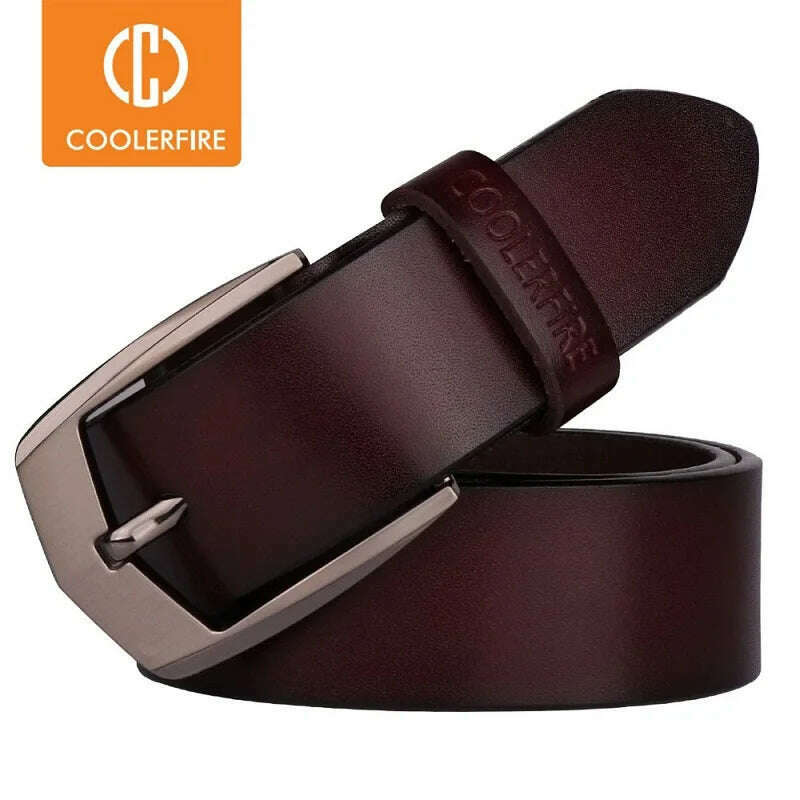 KIMLUD, Coolerfire men high quality genuine leather belt luxury designer belts men cowskin fashion Strap male Jeans for man cowboy HQ043, KIMLUD Womens Clothes