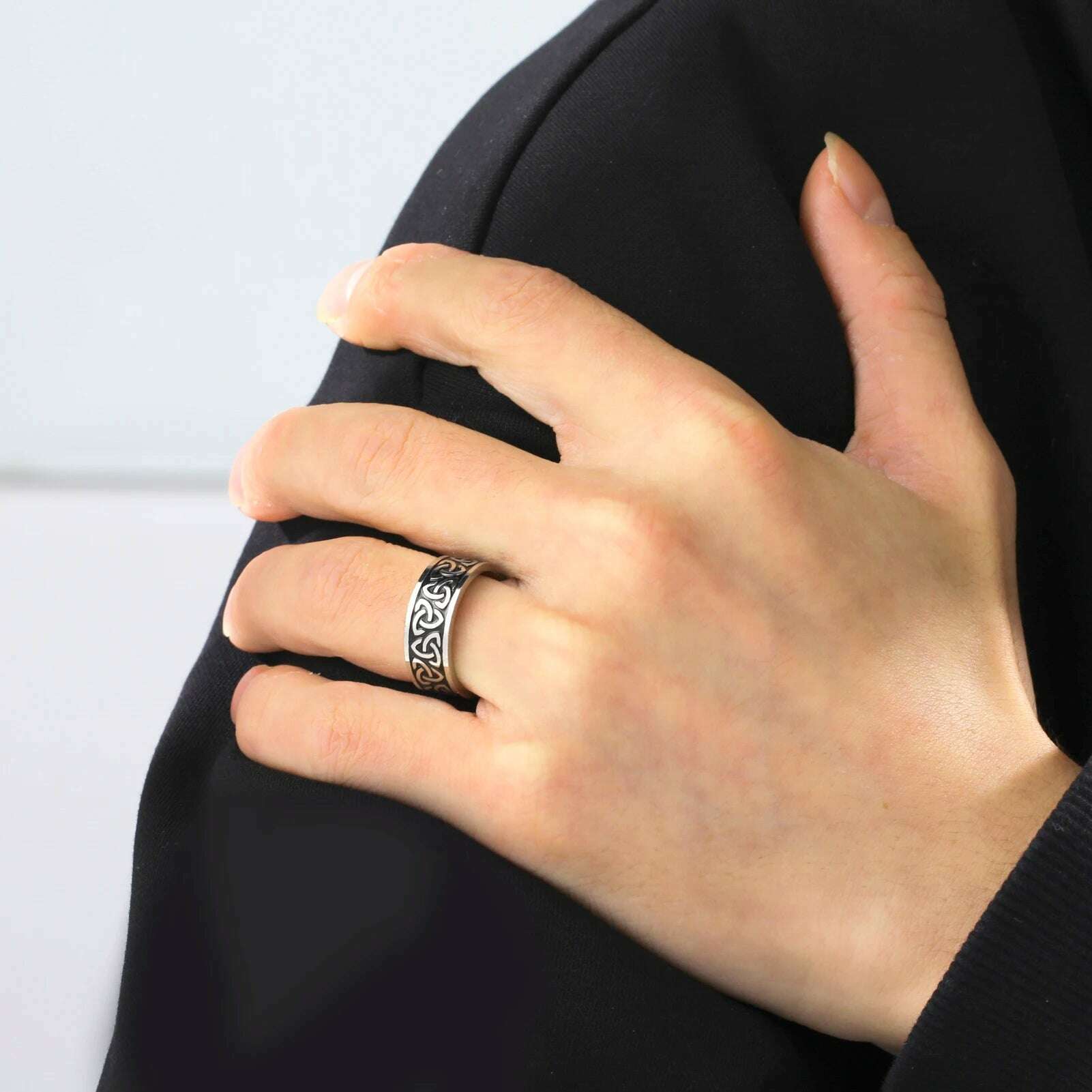 KIMLUD, COOLTIME Men's Ring Viking Amulet Celtics Irish Knot Couple Men Rings 2024 Trend Stainless Steel Gifts Jewelry Wholease Vintage, KIMLUD Womens Clothes