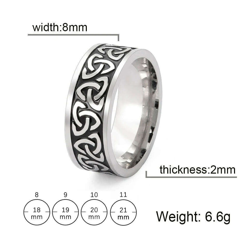 KIMLUD, COOLTIME Men's Ring Viking Amulet Celtics Irish Knot Couple Men Rings 2024 Trend Stainless Steel Gifts Jewelry Wholease Vintage, KIMLUD Womens Clothes