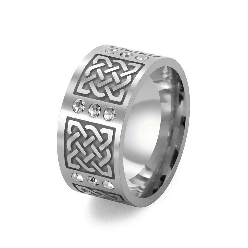 KIMLUD, COOLTIME Men's Ring Viking Amulet Celtics Irish Knot Couple Men Rings 2024 Trend Stainless Steel Gifts Jewelry Wholease Vintage, Style 5 Steel / 10, KIMLUD Womens Clothes