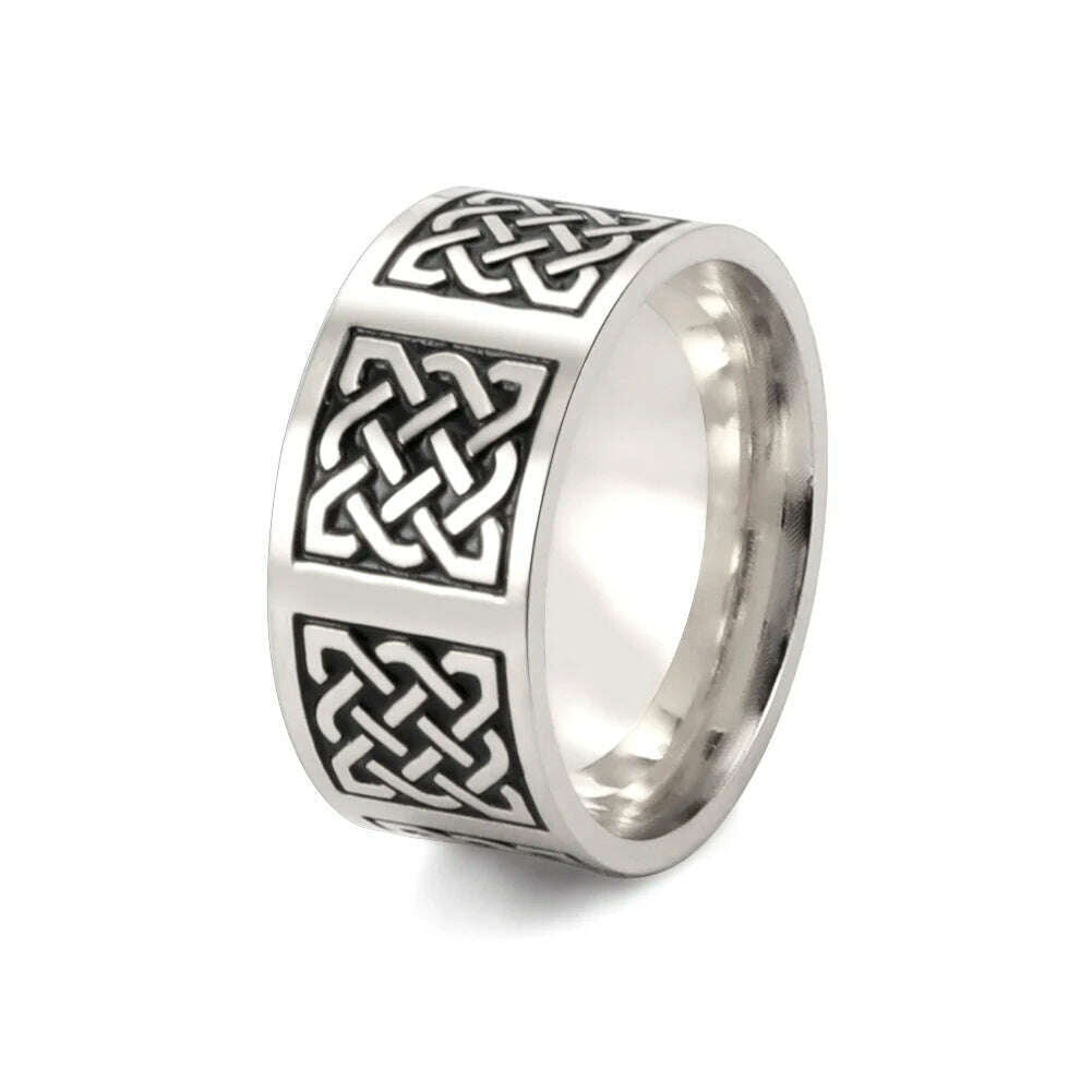 KIMLUD, COOLTIME Men's Ring Viking Amulet Celtics Irish Knot Couple Men Rings 2024 Trend Stainless Steel Gifts Jewelry Wholease Vintage, Style 2 Black Steel / 10, KIMLUD APPAREL - Womens Clothes