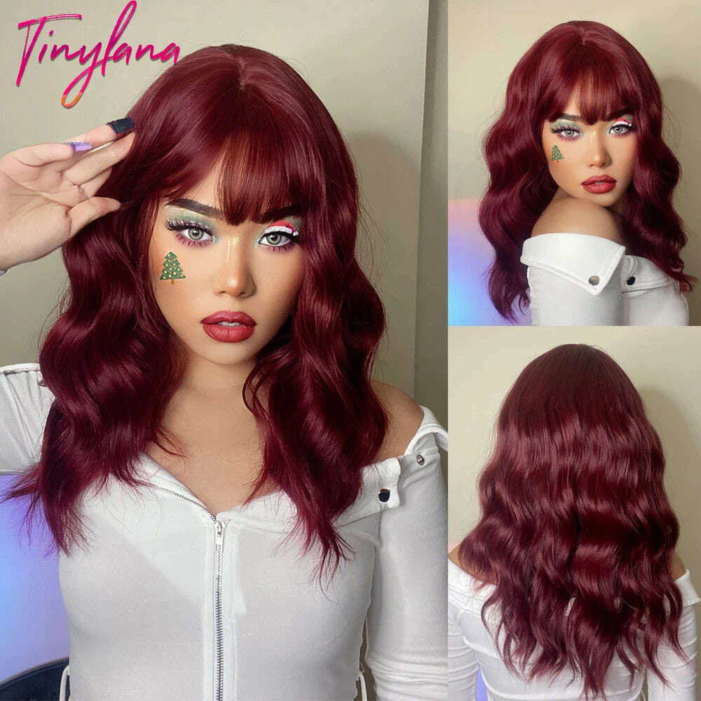 KIMLUD, Cosplay Ginger Orange Long Curly Synthetic Wigs with Bangs Deep Wave Lolita Hair for Women Halloween Party Daily Heat Resistant, LC6105-1, KIMLUD APPAREL - Womens Clothes