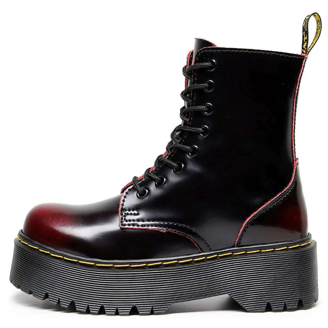 KIMLUD, Couple High Top Casual Leather Boots Spring and Autumn Outdoor Thick Sole Anti slip Work Boots Men's and Women's Trendy Boots, KIMLUD Womens Clothes