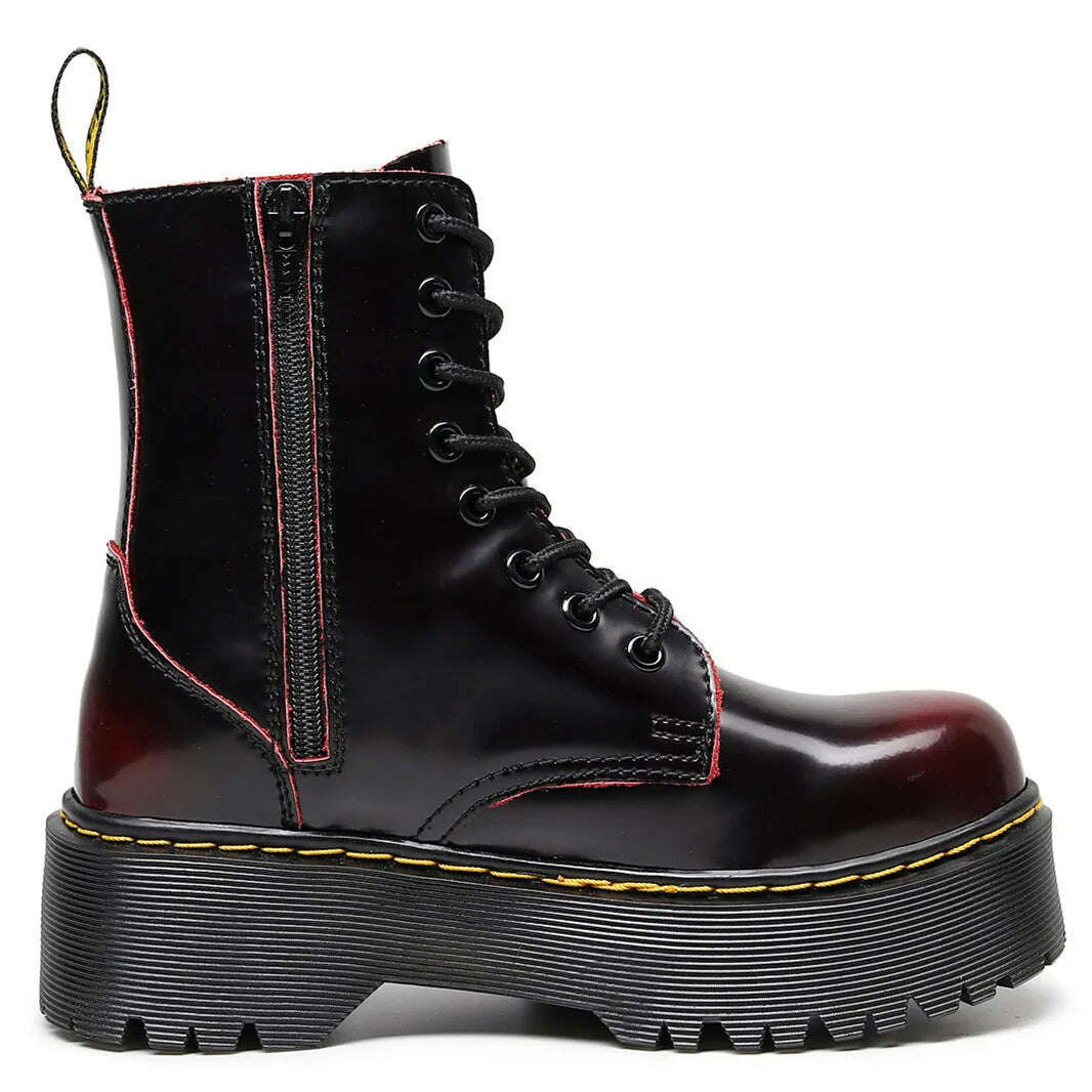 KIMLUD, Couple High Top Casual Leather Boots Spring and Autumn Outdoor Thick Sole Anti slip Work Boots Men's and Women's Trendy Boots, KIMLUD Womens Clothes