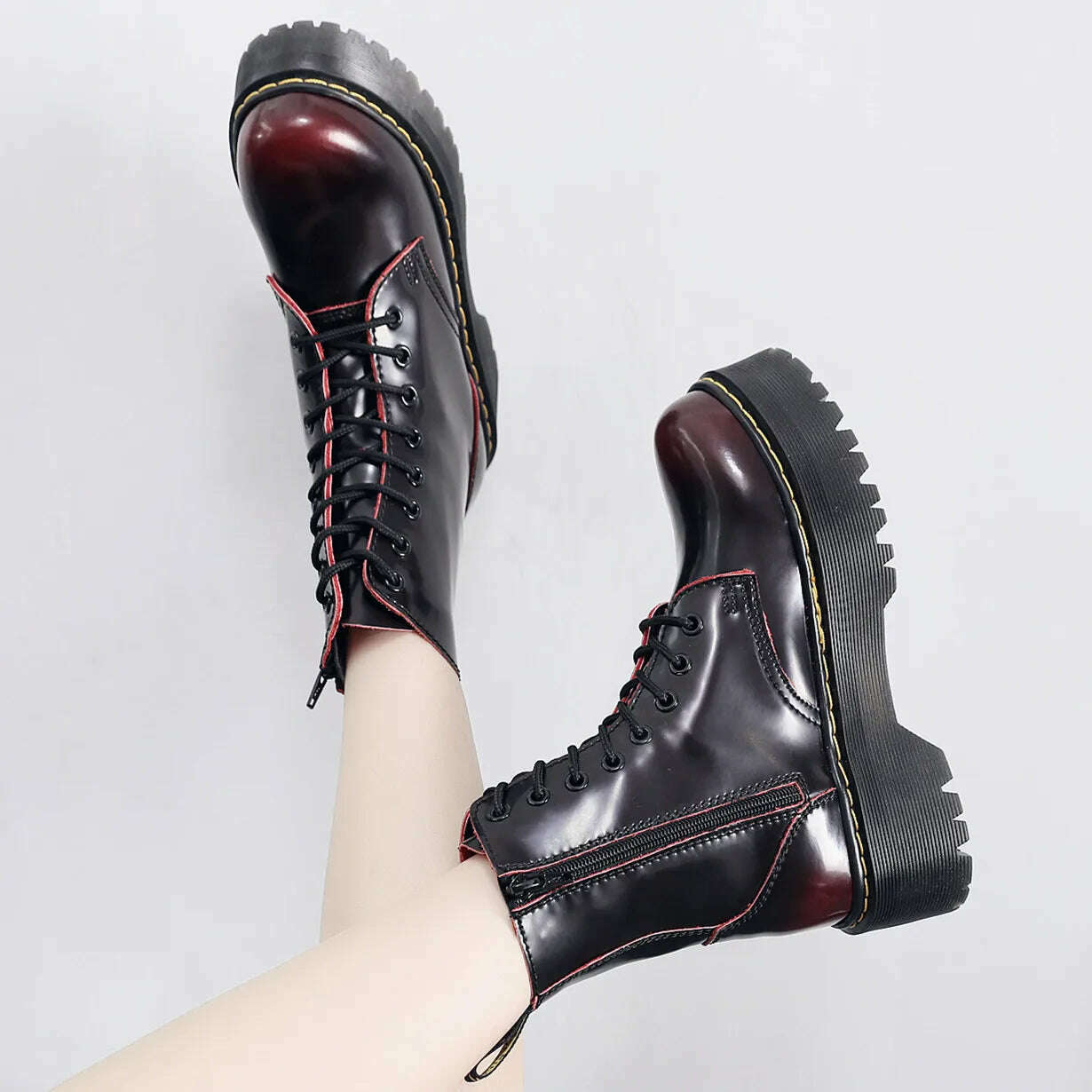 KIMLUD, Couple High Top Casual Leather Boots Spring and Autumn Outdoor Thick Sole Anti slip Work Boots Men's and Women's Trendy Boots, KIMLUD Womens Clothes
