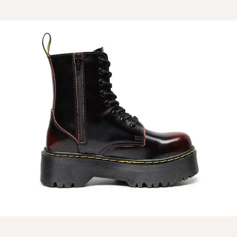 KIMLUD, Couple High Top Casual Leather Boots Spring and Autumn Outdoor Thick Sole Anti slip Work Boots Men's and Women's Trendy Boots, KIMLUD Womens Clothes