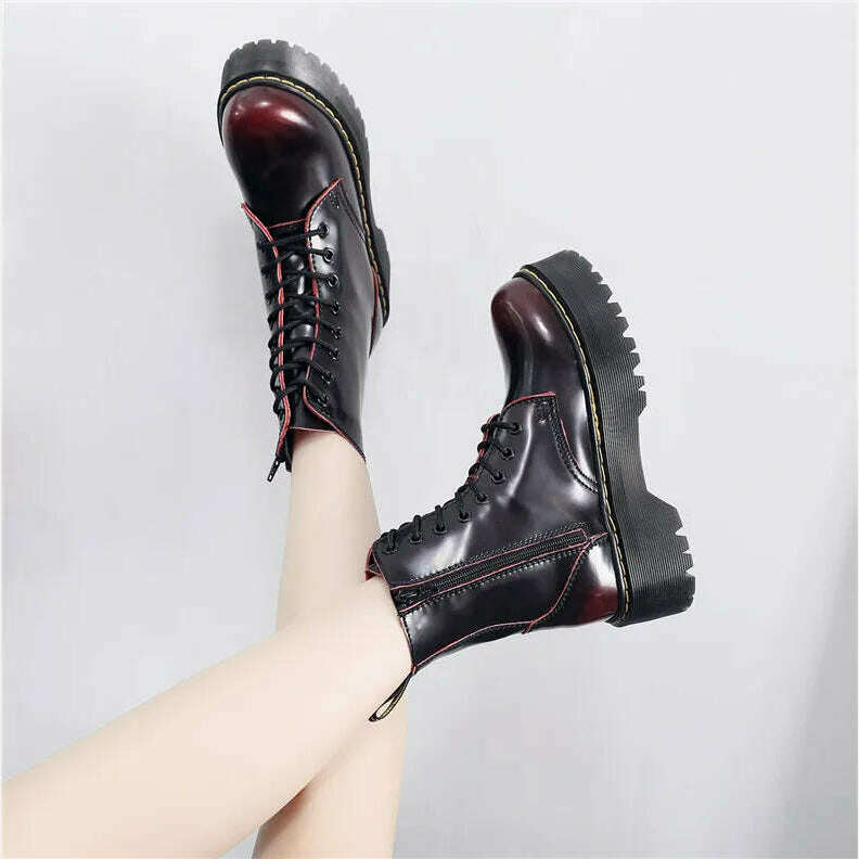KIMLUD, Couple High Top Casual Leather Boots Spring and Autumn Outdoor Thick Sole Anti slip Work Boots Men's and Women's Trendy Boots, KIMLUD Womens Clothes